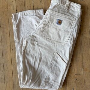 White Carhartt IRR relaxed fit carpenter pants